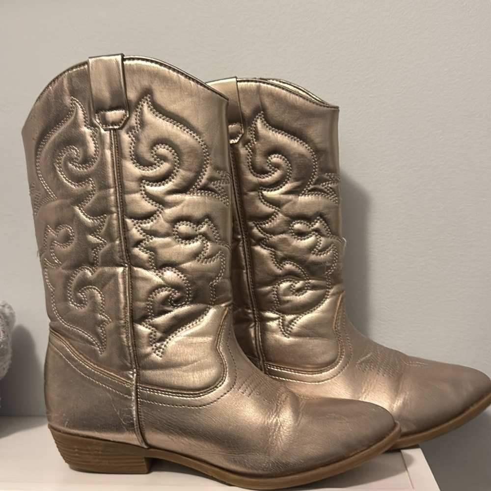 Rose gold youth cowgirl boots